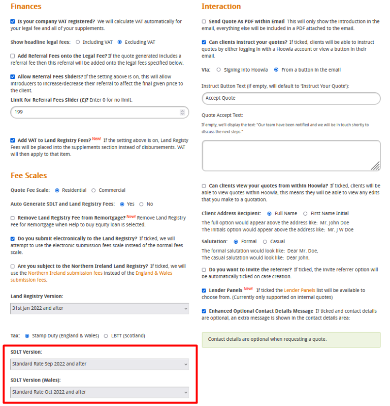 How to Use Spetember 2022 SDLT Fees on a Quote Hoowla User Guides